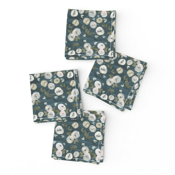 Bold Moroccan Floral Flowers Cotton Dinner Napkins by Roostery Set of 2
